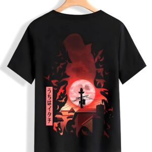 Itachi Uchiha Red Moon Black T-Shirt