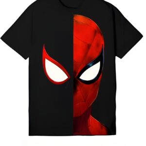 Spiderman Half-Face Graphic Black T-Shirt