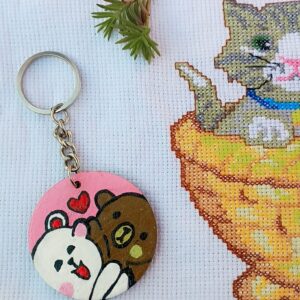 Cute Teddy Love Wooden Keychain – Couple & Friendship Keyring | AVF Fashion Wear