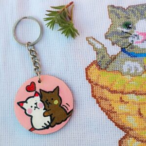 Cute Cat Love Wooden Keychain – Couple & Friendship Keyring | AVF Fashion Wear