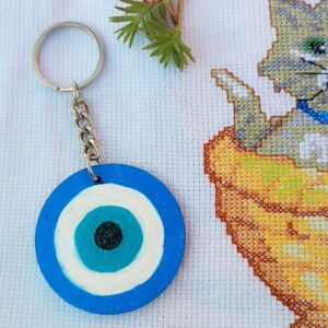 AVF Fashion Wear Blue Evil Eye Round Keychain – Protective Stylish Key Holder