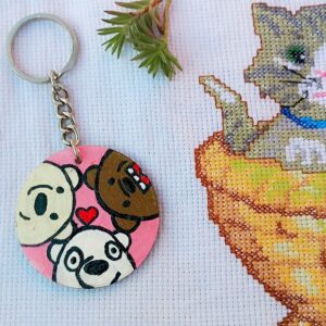 AVF Fashion Wear Cute Cartoon Dog Round Keychain – Stylish Pocket Key Holder