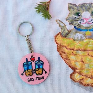 BES-TEAS” Bubble Tea Wooden Keychain – Best Friends Keyring | AVF Fashion Wear