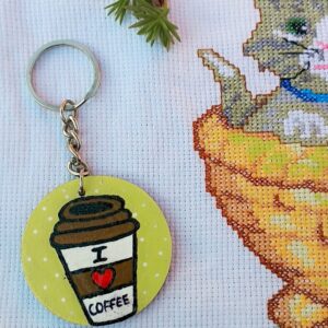 “I Love Coffee” Wooden Keychain – Cute Coffee Cup Keyring | AVF Fashion Wear