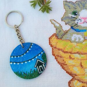 AVF Fashion Wear Blue Aesthetic Round Keychain – Premium Stylish Key Holder