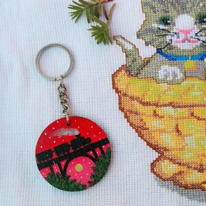 City Sunset Travel Wooden Keychain – Aesthetic Skyline Keyring | AVF Fashion Wear