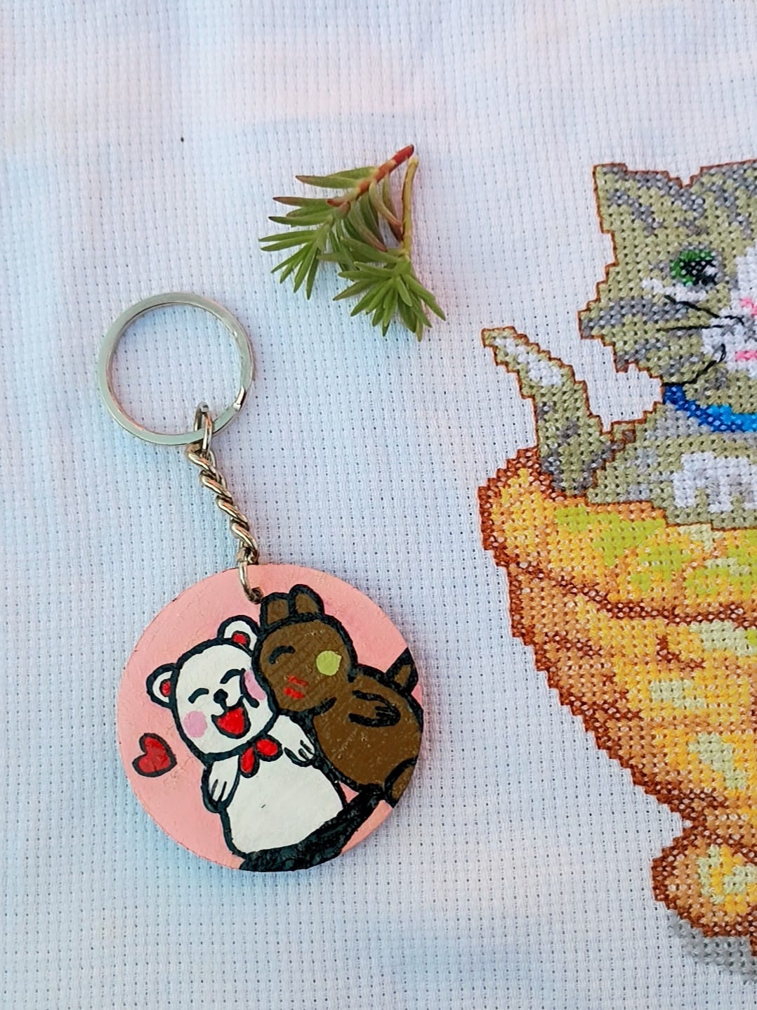 Teddy Hug Love Wooden Keychain β Cute Couple Keyring | AVF Fashion Wear