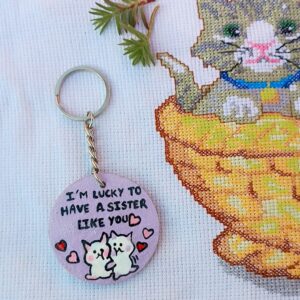 Lucky Sister” Cute Wooden Keychain – Sister Love Gift Keyring | AVF Fashion Wear