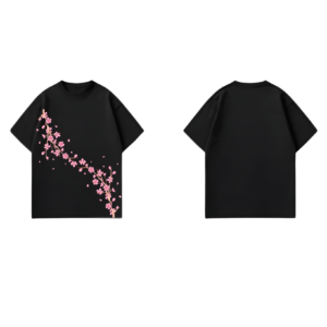 Midnight Bloom Diagonal Sakura Oversized T-Shirt