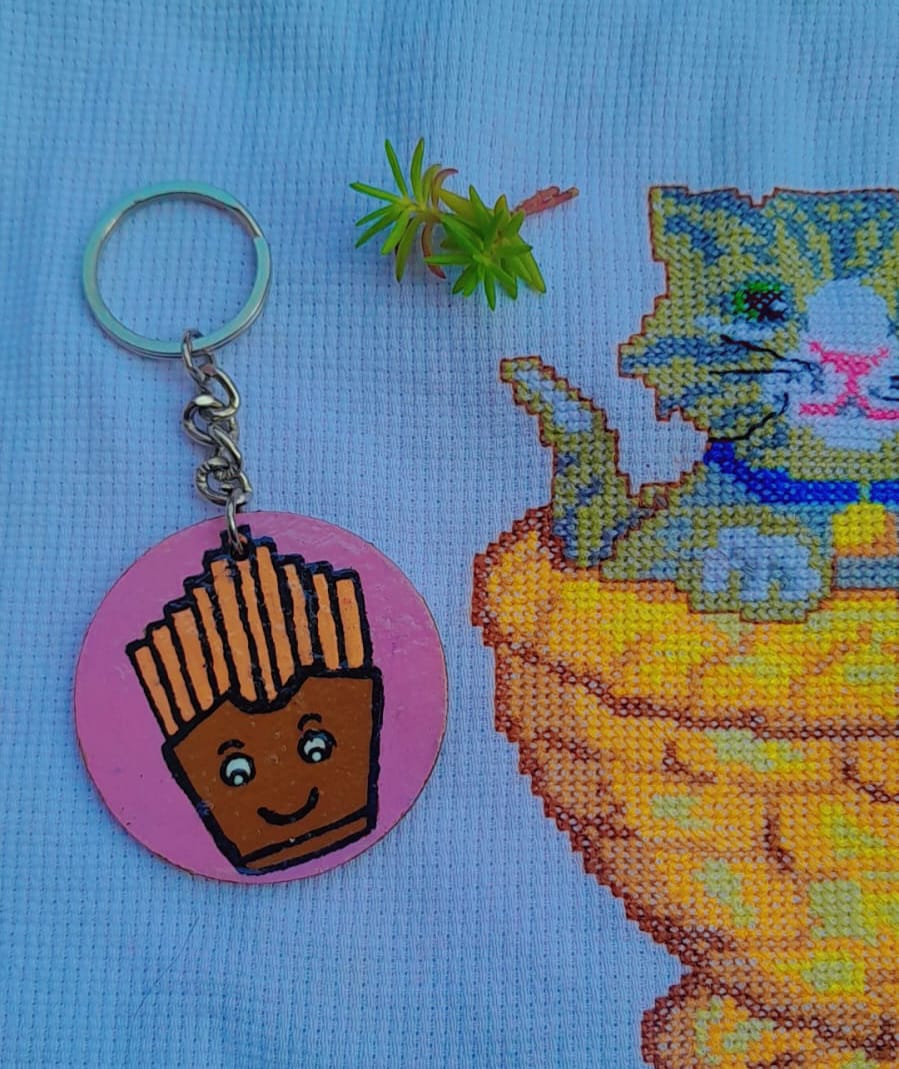 The "Doodle-Joy" Hand-Painted Circular Keychain
