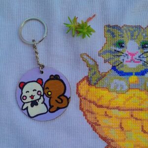 The "Ami & Koda" Hand-Painted Artisan Wooden Keychain